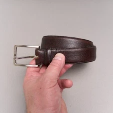 Parisian Belt Men’s 40 Brown Pebbled Leather Silver Buckle New Zealand