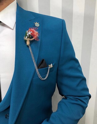 Abito uomo petrolio- Con gilet doppiopetto- Primavera Estate