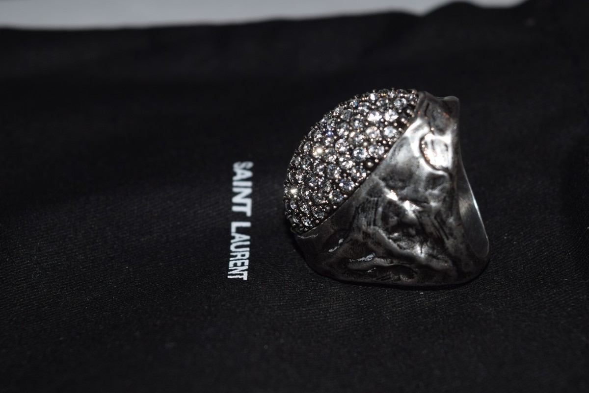 【Saint Laurent】 Embellished ring Whirlwind crystal-embellished ring in gold - Saint Laurent