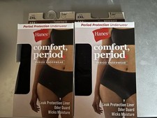 Hanes Women's Brief Period Underwear, Moderate Leaks-One Pair Packs-Size 2X