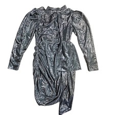 Elliatt Aria Long Sleeve Mini Dress Metallic Ruched M Party Glam EH4101901