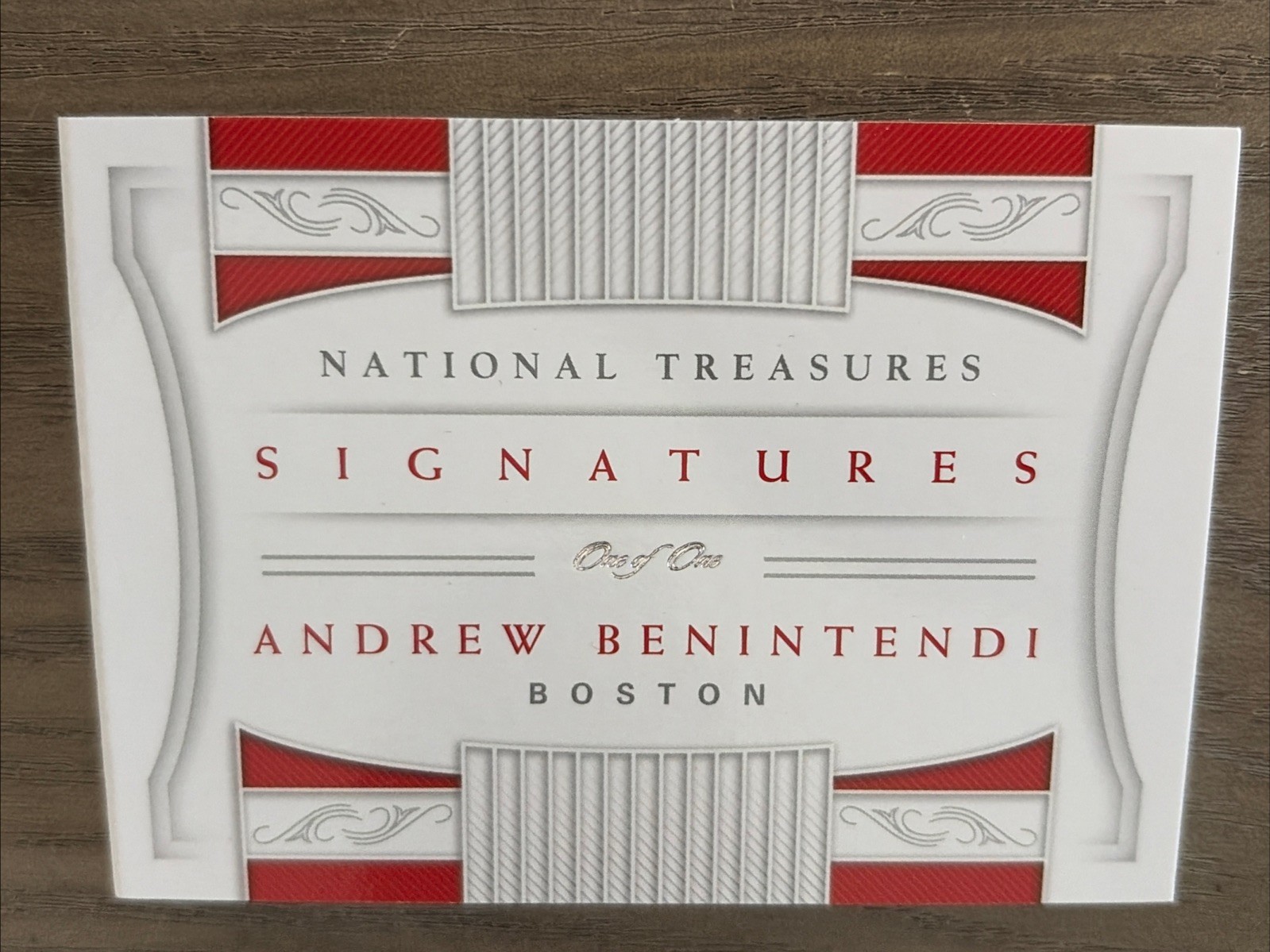 2018 Panini National Treasures Signatures 1/1 One Of One Andrew Benintendi Auto view 2