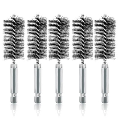 5Pcs 1'' Stainless Steel Bore Brush for Drill,25Mm Wire Brush Bore Cleaning Brush