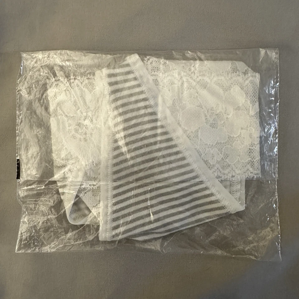 Новый с Ярлыками Victoria's Secret Lacie кружева талии хлопок стринги женщин L большой белый/серый - Изображение 3 из 4