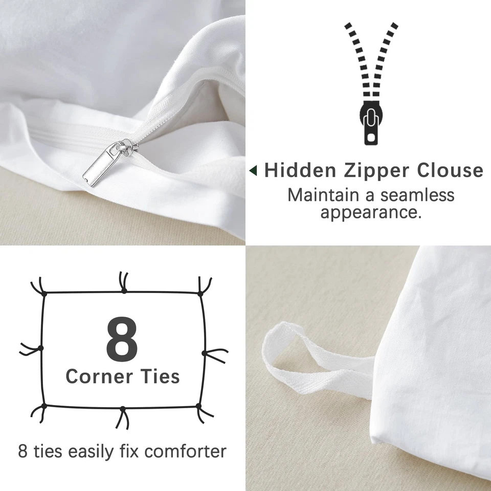 Funda Nórdica Talla Queen, 100% Algodón Lavado Lino Sensación Súper Suave Cómoda,... Foto 4 de 4