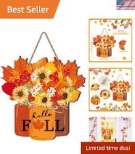 Fall Door Decor Hello Fall Front Door Sign Thanksgiving Decor