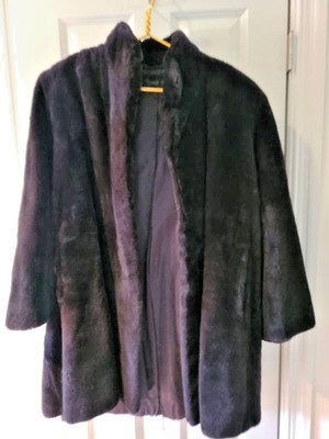 Luxury Plaza Furs Opossum Possum Fur Coat Jacket Dark Purple Soft Size M