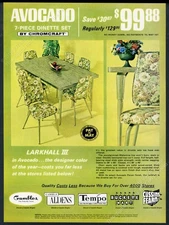 1969 Chromcraft avocado green dinette set table chairs vintage print ad