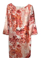 Calvin Klein Floral Print Bell-sleeve Sheath Dress Hibiscus Women’s Sz 12