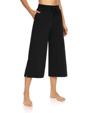 Women's Loose Comfy Lounge Wide Leg Drawstring Pants M, Black