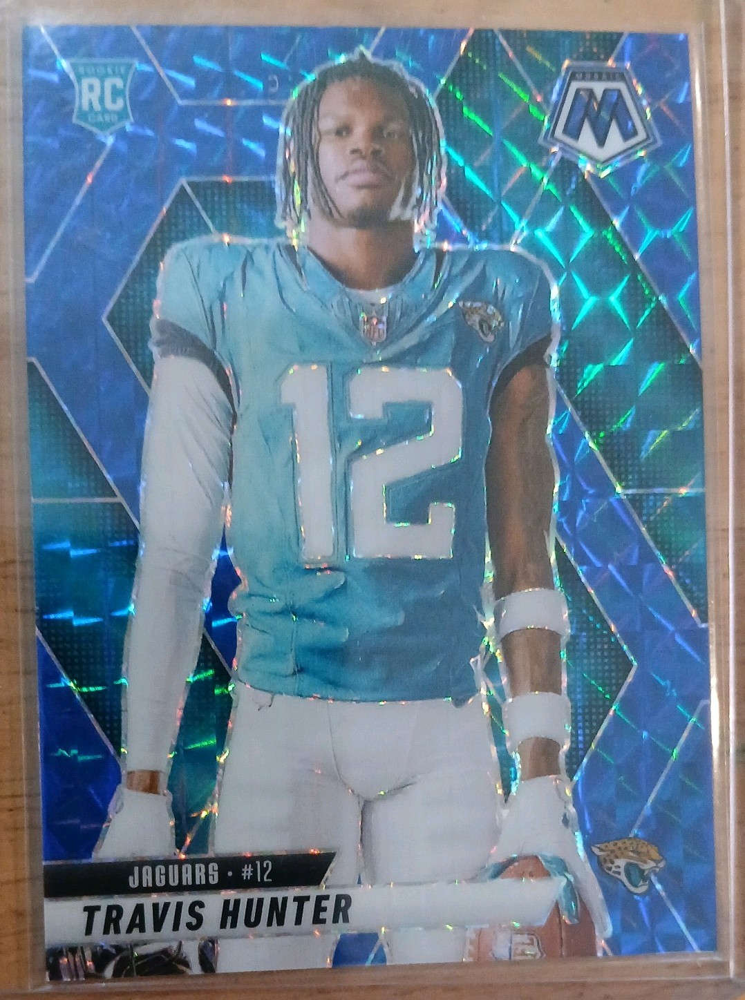 Travis Hunter 2025 Panini Mosaic Rookie Variation Blue Mosaic Refractor /99 #279