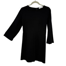 Everlane Flare Sleeve Shift Dress women size 4 Black Ponte Knit Minimalist