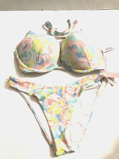 Victoria's Secret Bombshell Push Up Bikini Swim Top  Cheeky Set Camo Floral NWT