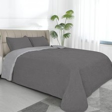 Full/Queen Size Reversible Quilt Full/Queen 88''x92'' Damask-gray/Light Gray