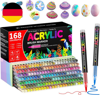 168 Farben Acrylstifte Für Steine, Acrylic Marker Set, Wasserbasierte Farbmarker