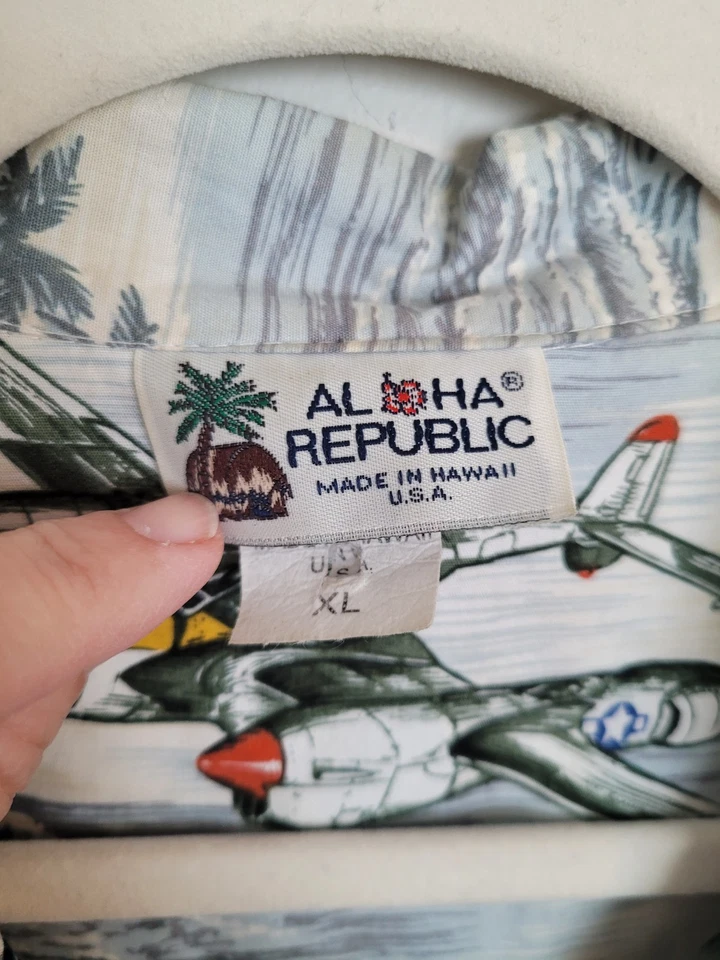Vintage Aloha Republic Hawaiian Shirt Airplane Aviation Short Sleeve XLarge XL - Image 4 of 4