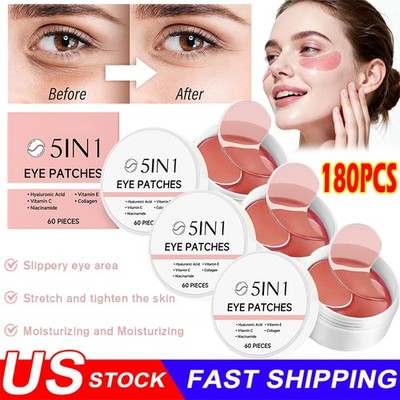 60PCS 5-In-1 Collagen Eye Patches Anti Aging ,Wrinkles Dark Circles Eye Bags 