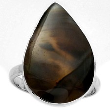 Natural Montana Agate - USA 925 Sterling Silver Ring s.8 Jewelry R-1001