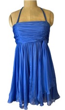 Alice & Olivia Silk Periwinkle Shirred Flowy Fairy Halter  Dress M