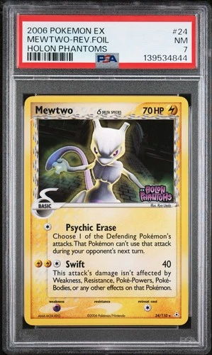 Pokemon - Mewtwo Reverse Foil EX Holon Phantoms 24/110 PSA 7 Near Mint