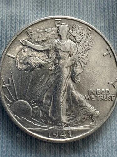 1941 S Walking Liberty 90% Silver 1/2 Dollar Coin VG/F