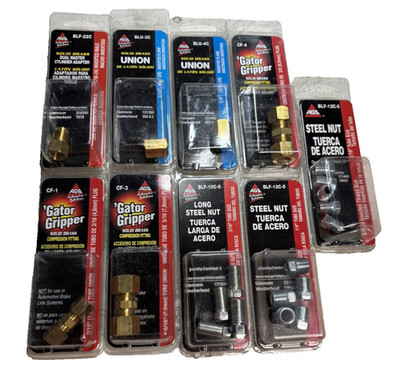 AGS Lot of 9 Solid Brass Union Steel Nuts Gator Gripper CF-3 BLF-22C BLU-3C