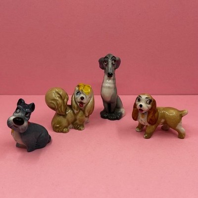 Vintage Disney Wade Lady & The Tramp 4 x Hunde China Ornament Figuren Set Konvolut