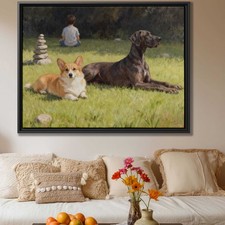 Dog Art Corgi Canvas Print Oil Painting Vintage Pet Decor Wall Artwork Gift