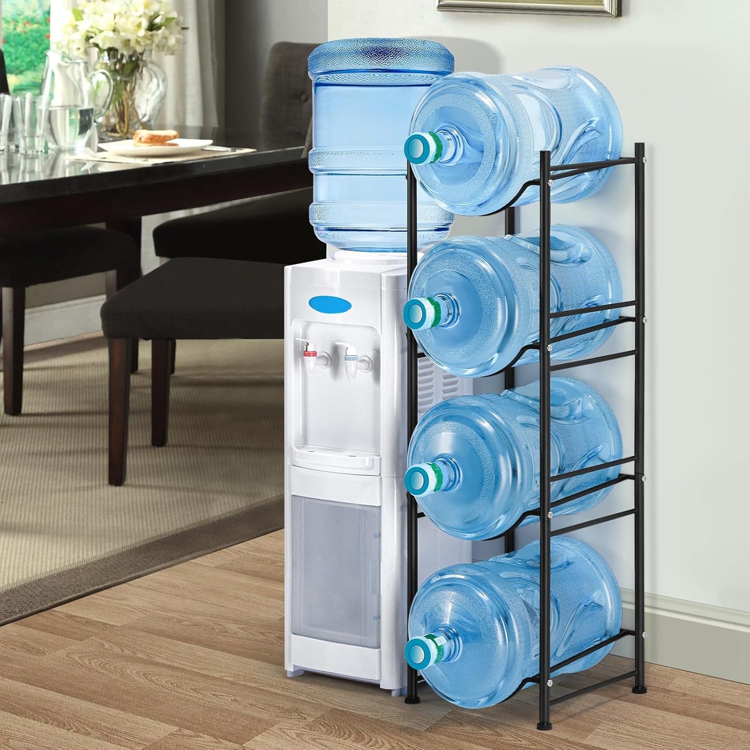 4-Tier Water Jug Rack 5 Gallon Detachable Bottle Holder Organizer Storage Rack