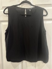 Eileen Fisher Black 100 Silk Sleeveless Tank Top Blouse Women's M EUC