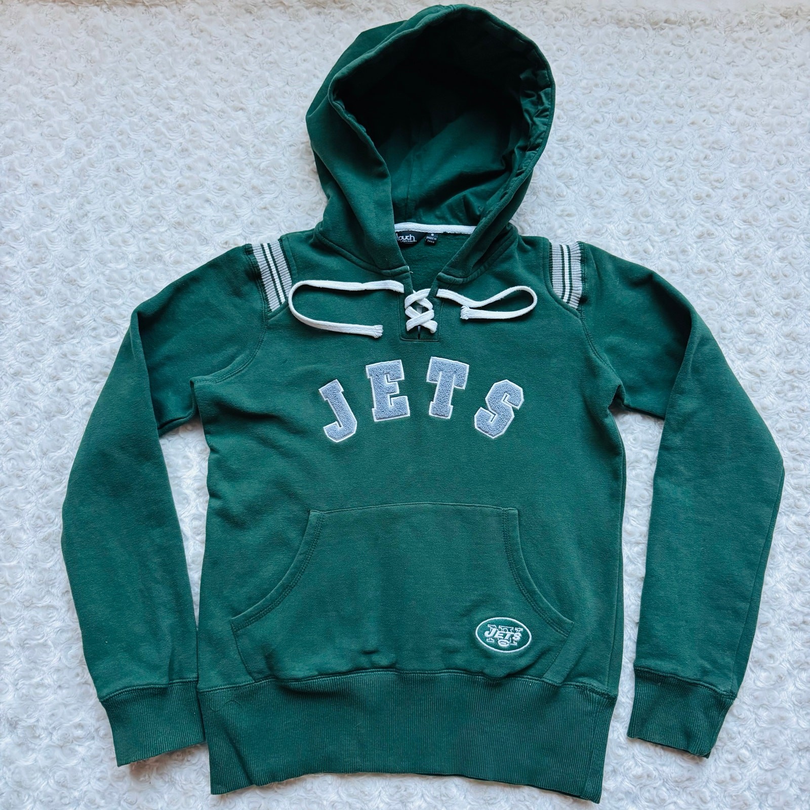 NFL New York Jets Green Touch by Alyssa Milano Lace up Hoodie Sweatshirt Small