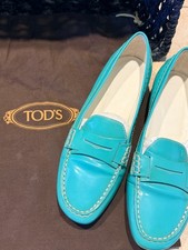 Tods Green Patent Leather Slip-On Loafer Flat...