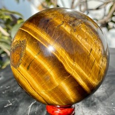 1.58LB  Large Natural Tiger Eye Stone Crystal Ball Quartz Healing Sphere Décor.