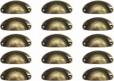 15PCS Antique Brass Iron Drawer Knobs Pulls Handles - Vintage Kitchen Cabinets F