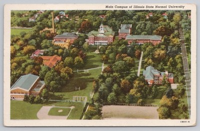 Main Campus Illinois State Normal University Vintage Linen Postcard 1948