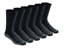 Dickies Men's Dri-Tech Original Moisture Control Crew Medium, Black 6 Pairs 