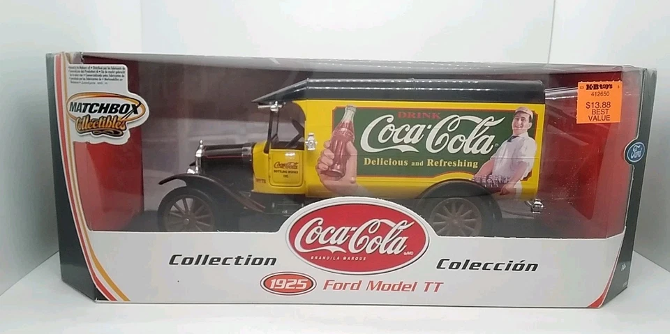 Matchbox Collectibles Coca-Cola yellow/black 1925 Ford Model TT 2002 9" long MIP - Image 2 of 4