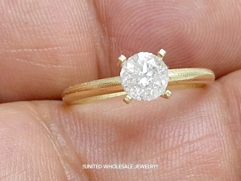 0.76ct Genuine Natural Round Diamond Solitaire Ring In Solid 14K Yellow Gold - Image 3 of 4
