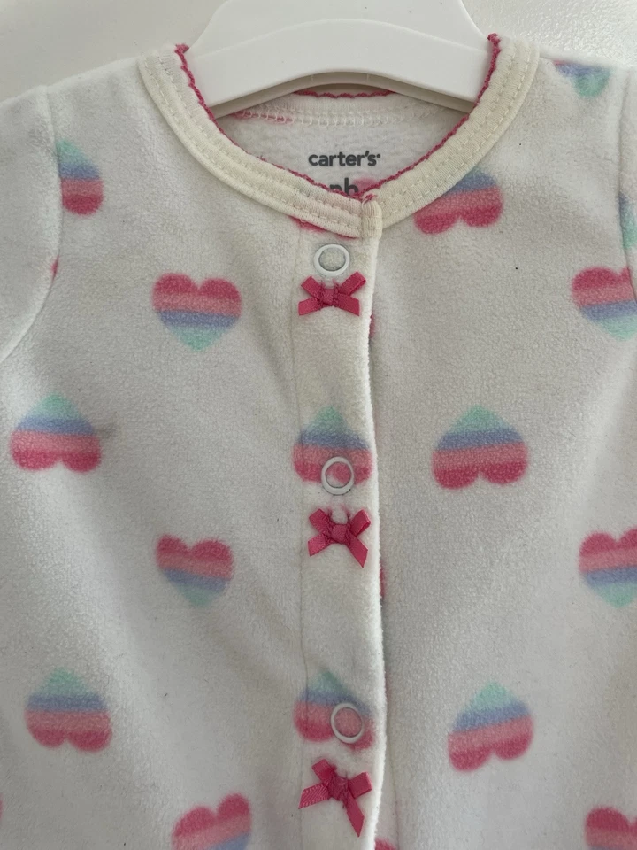 Carter's Bebé Niñas Arco Iris Corazón Suave Acogedor Vellón A Presión Dormir y Jugar Blanco Nuevo en Caja Foto 4 de 4