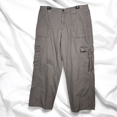 TINSELTOWN Gray Cotton Blend XXXL(21) Women Junior Cargo Cropped Pants Baggy