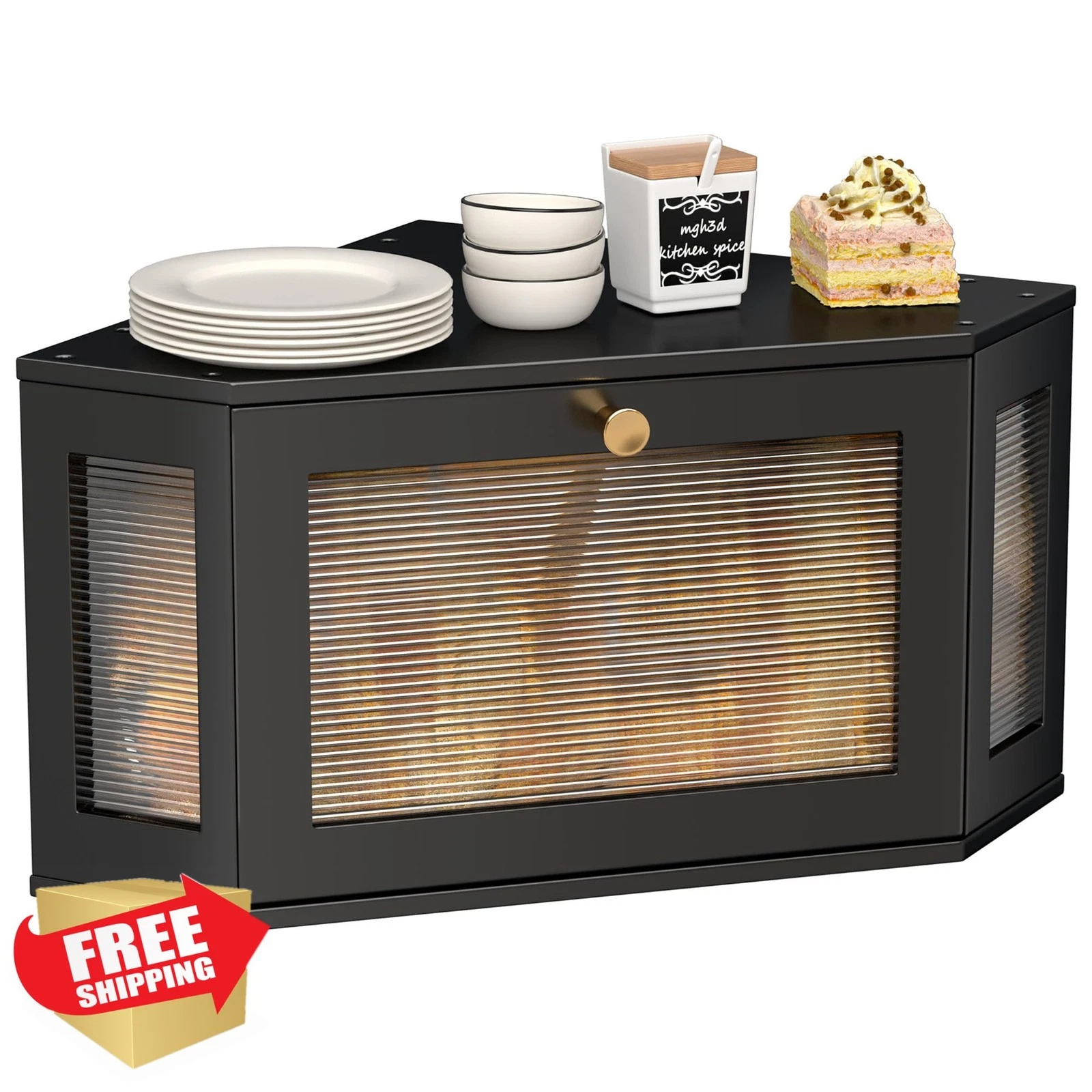TQQDCI Bread Box Black