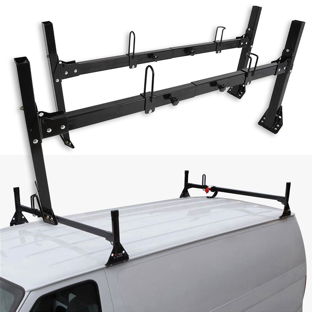 ?Universal Black van 2 Bar Ladder Roof Rack Ford Econoline crossbars Steel thumbnail 4