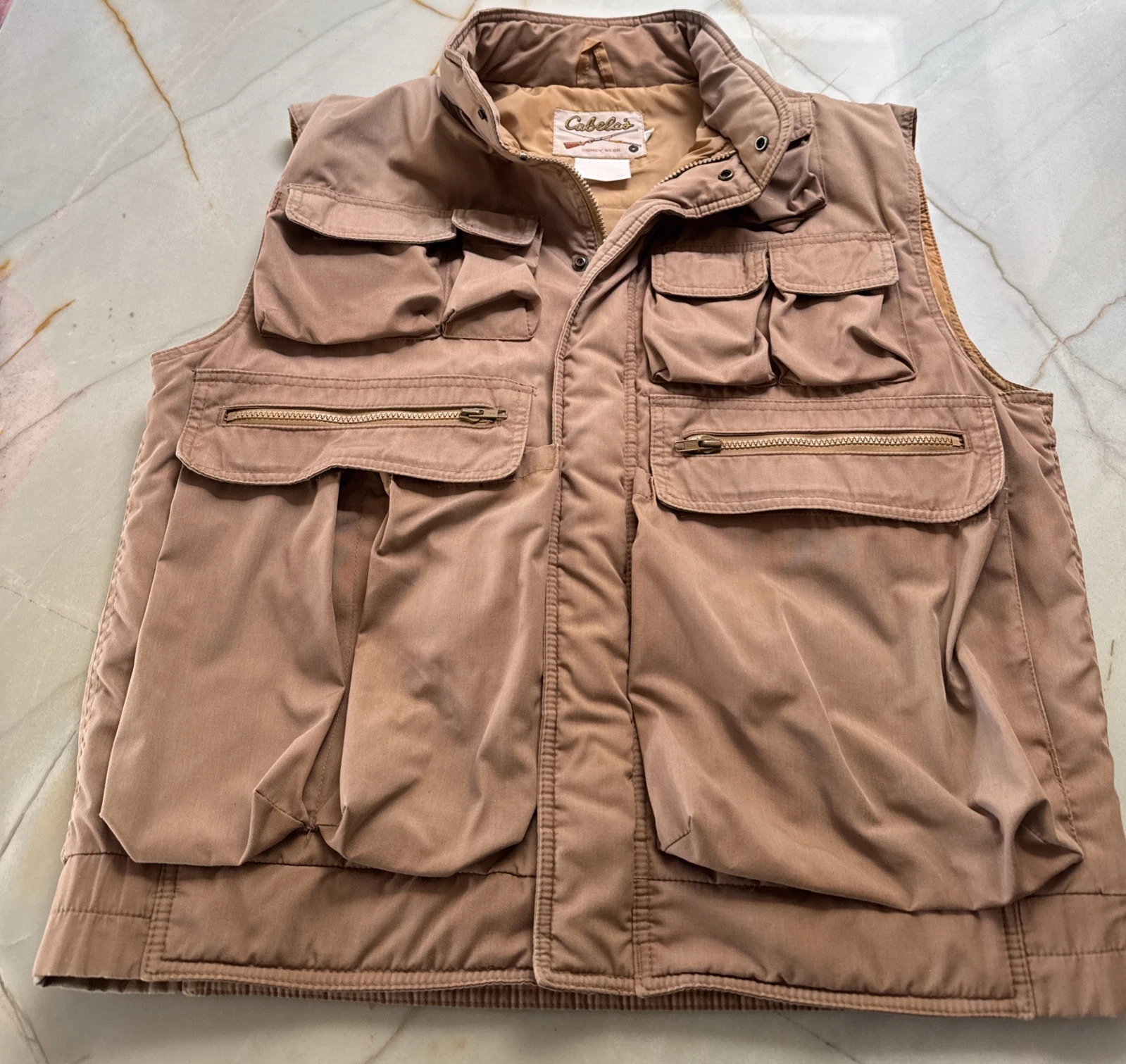 Vintage Cabelas Puffer Vest Mens Large Down Wading Fishing Pockets