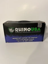 Rhino USA Medium Duty Ratchet Tie Down Set w/ Straps and Soft Loops-black