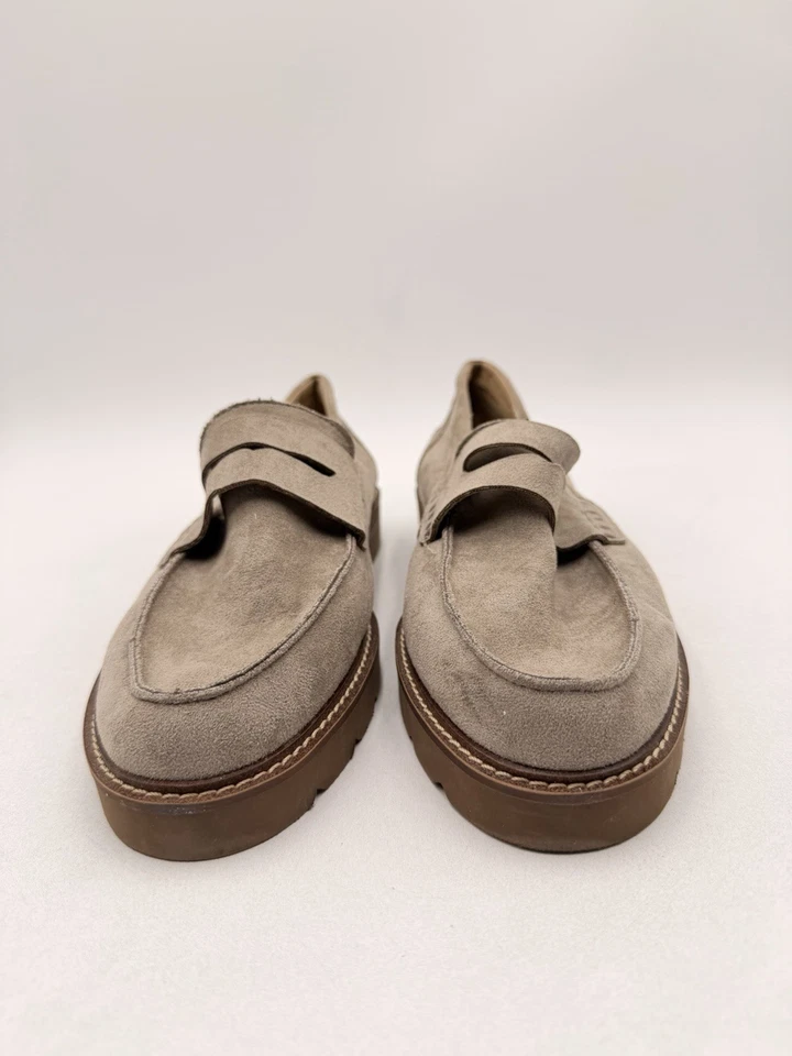 Mocasines Anne Klein EVERLY de tela gris sin cordones sin usar, punta Penny para mujer talla 8,5 M Foto 2 de 4