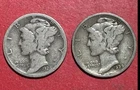 1928D & 1929D US Mercury SILVER Dimes! Set of 2 with Mint Marks! Old US Coins!