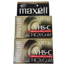 Maxell VHS-C TC-30 HGX-Gold Premium High Grade Video Tapes New Sealed Lot X2