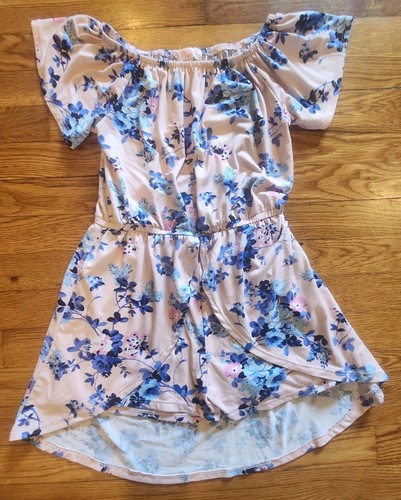 Poof Girl Floral Pink Romper Dress Shorts Size L - Picture 17 of 17