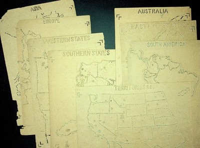 Eight 1800s Geography Made Easy Teaching Tracing Maps Milton Bradley - B4