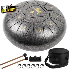 Steel Tongue Drum 10 Inch 11 Notes Tank Drum C Key Percussion Steel Drum Kit